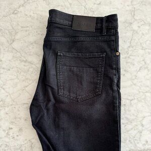 Raleigh Denim. Handcrafted in the U.S.A. Faded black, slim fit denim. 34 x 34.